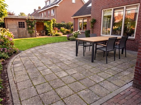 Terras met gazon