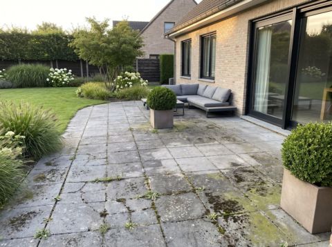 Oud terras bij de woning